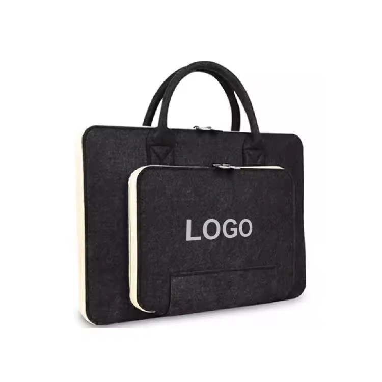 Slim Felt Laptop Sleeve Bag with Handle and Front Pocket