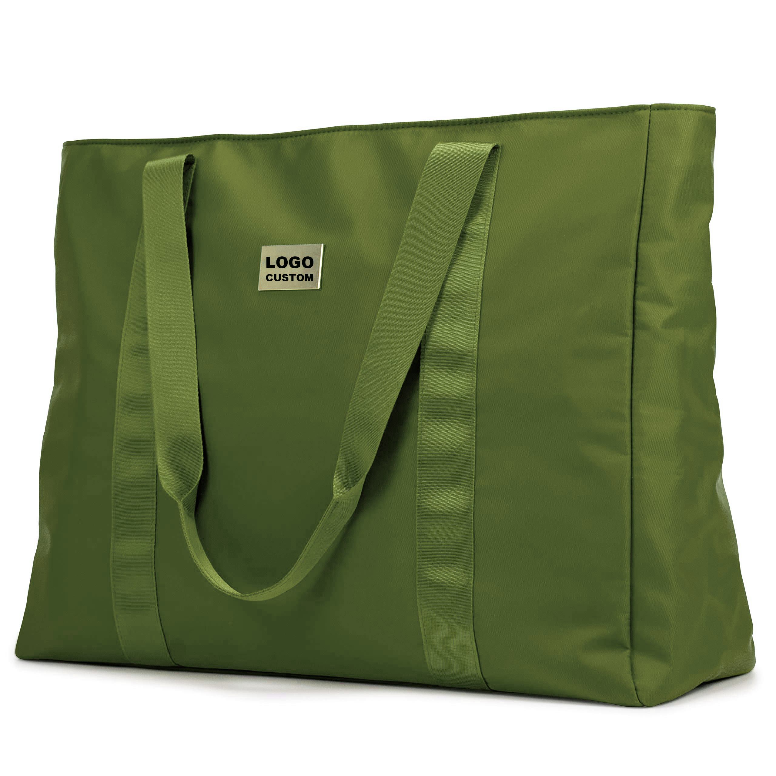 Large Zip-Top Nylon Travel Tote Bag