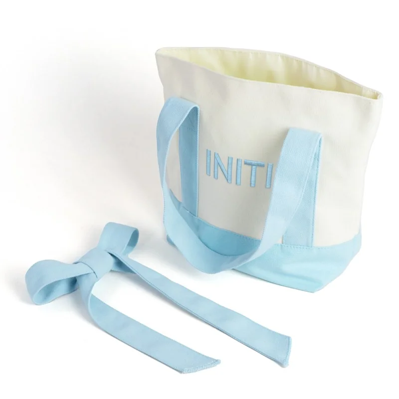 Splicing Canvas Bag with Bow