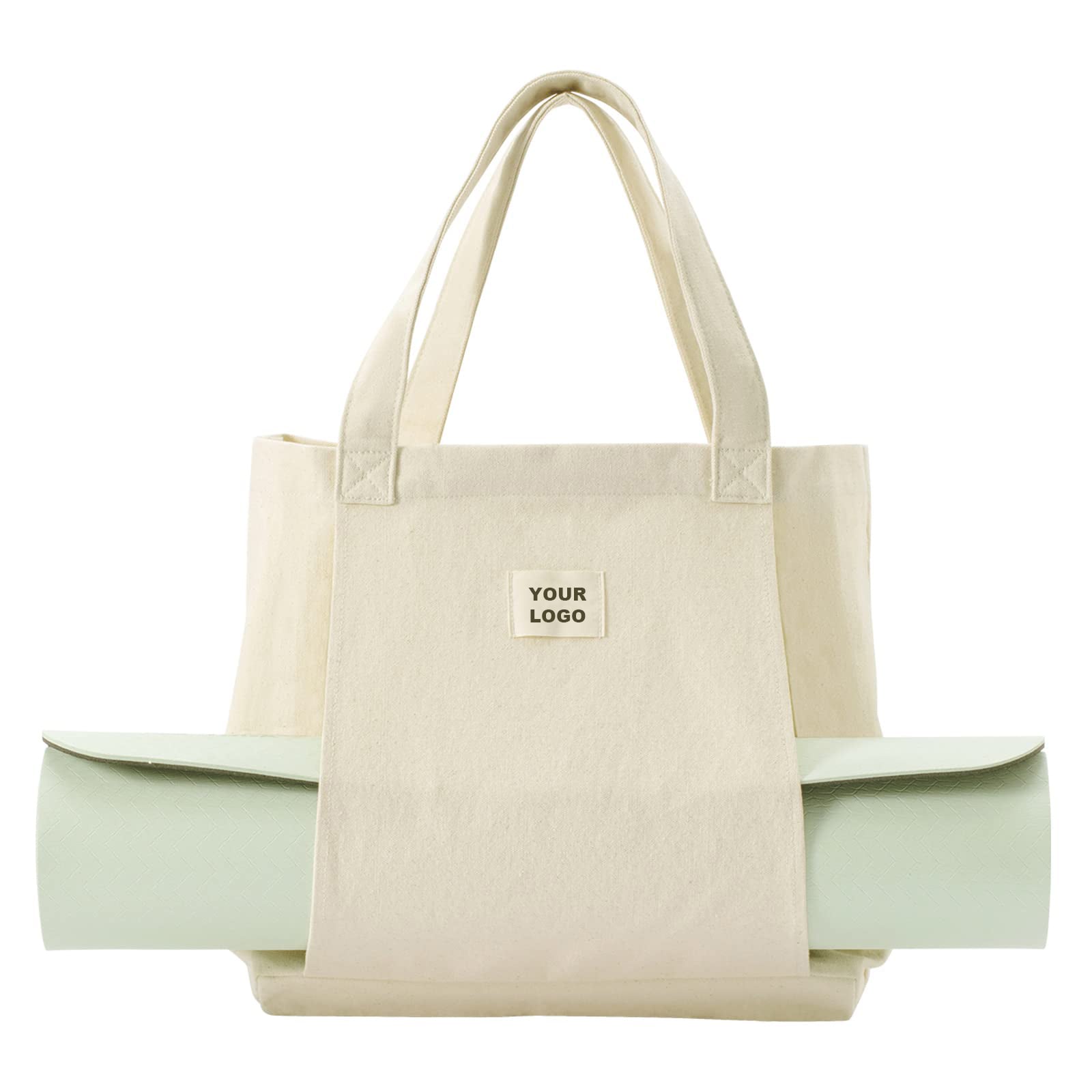 Heavy Canvas Yoga Mat Tote Bag with Zipper Pocket
