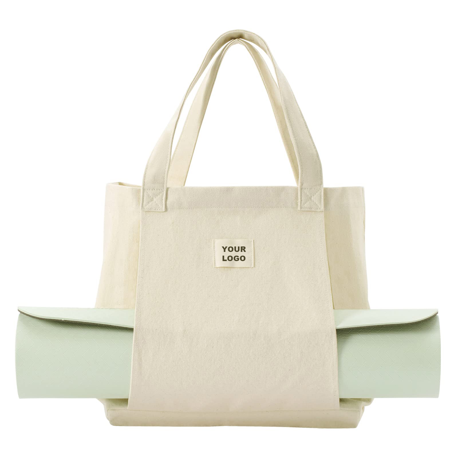 Heavy Canvas Yoga Mat Tote Bag with Zipper Pocket