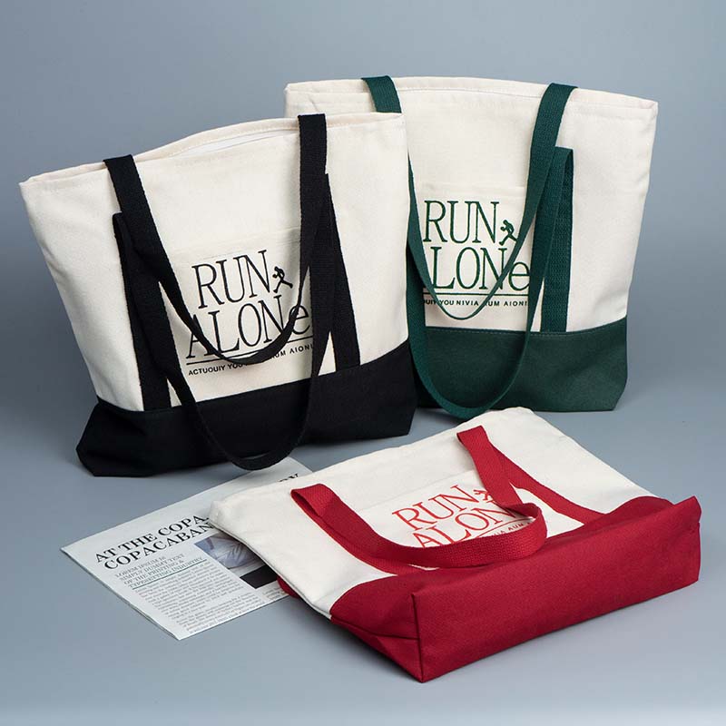 Spliced Color Canvas Tote Bag