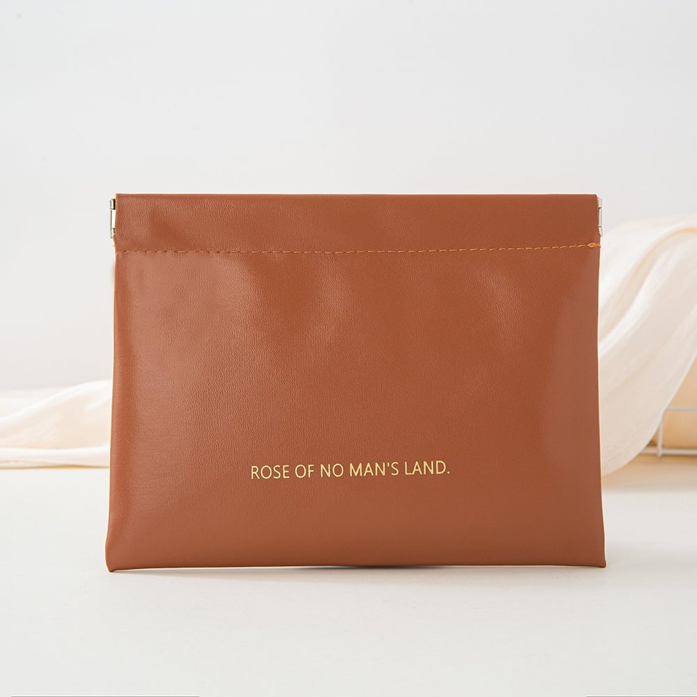 PU Leather Spring Frame Cosmetic Pouch