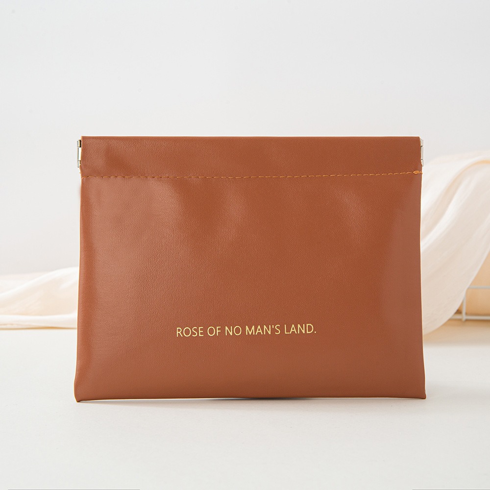 PU Leather Spring Frame Cosmetic Pouch