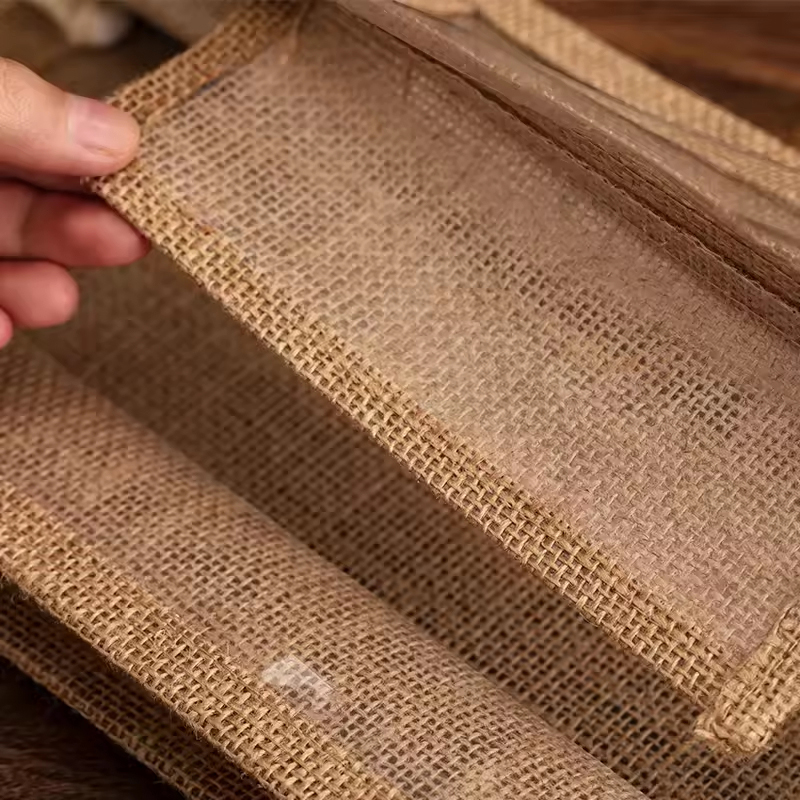 Jute Wine Bottle Gift Bag With Windowed