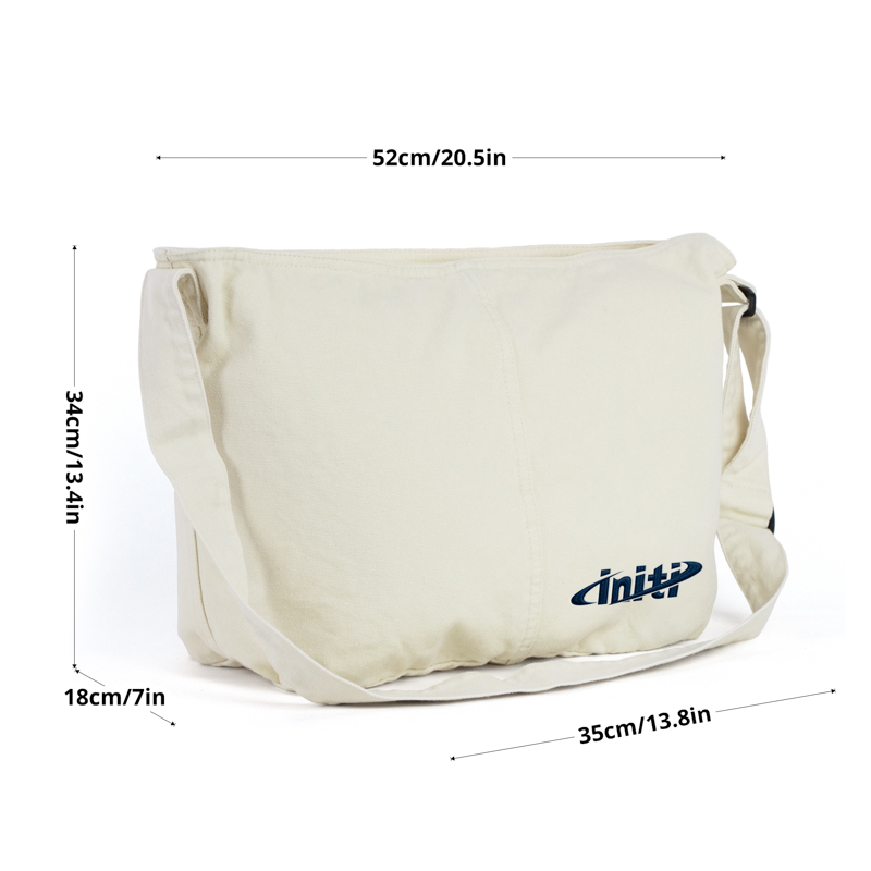 Large Canvas Crossbody Bag with Wide Gusset