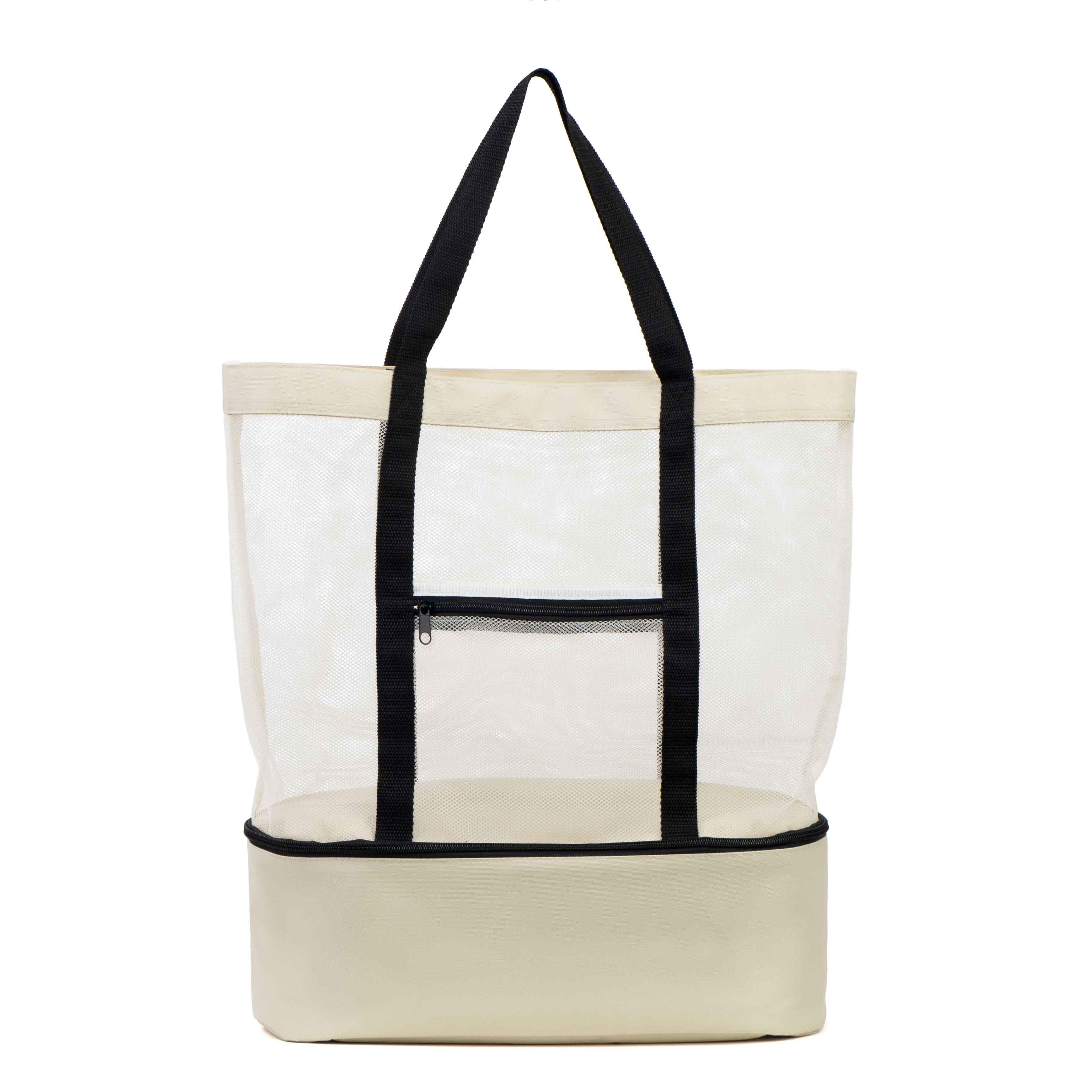 Mesh Beach Bag with Insulated Cooler Compartment