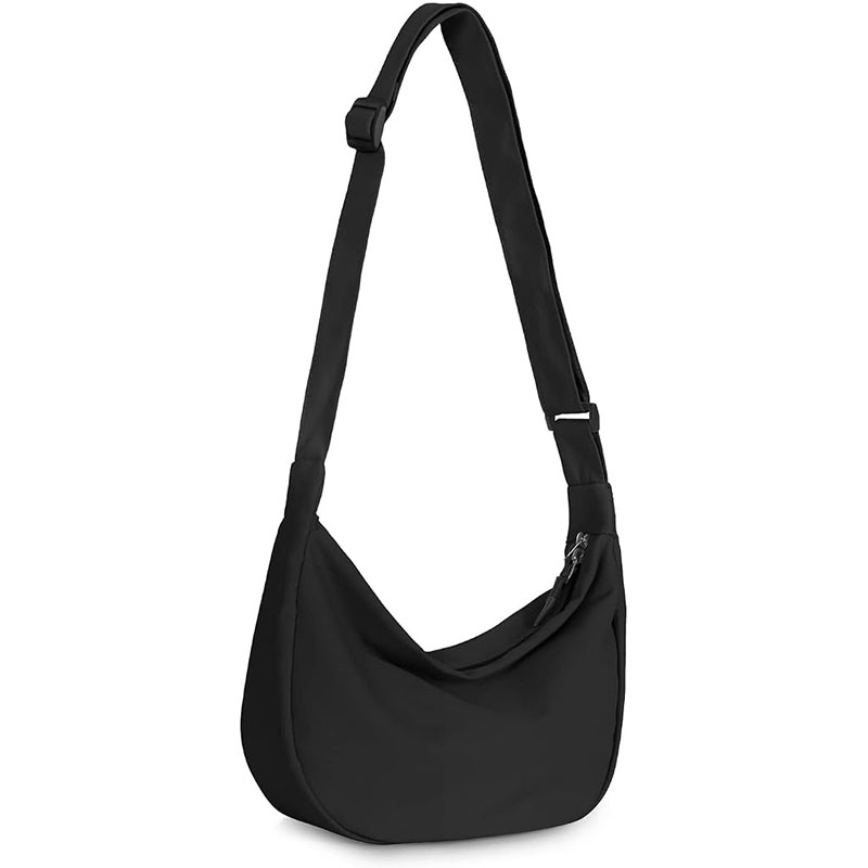 Polyester Crescent Crossbody Bag with Adjustable Strap