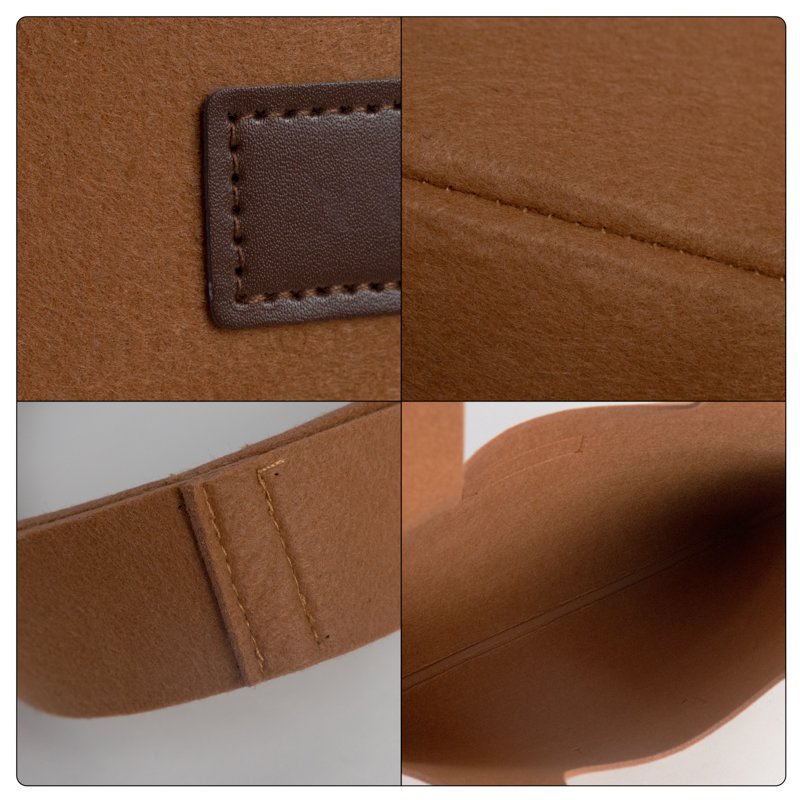 Custom Felt Shoulder Tote Bag with Leather Patch
