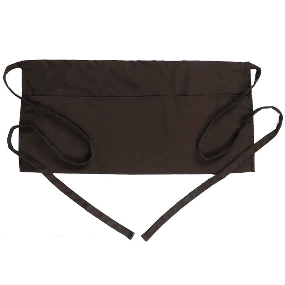 3-Pocket Polyester Server Waist Apron with Long Tie Straps