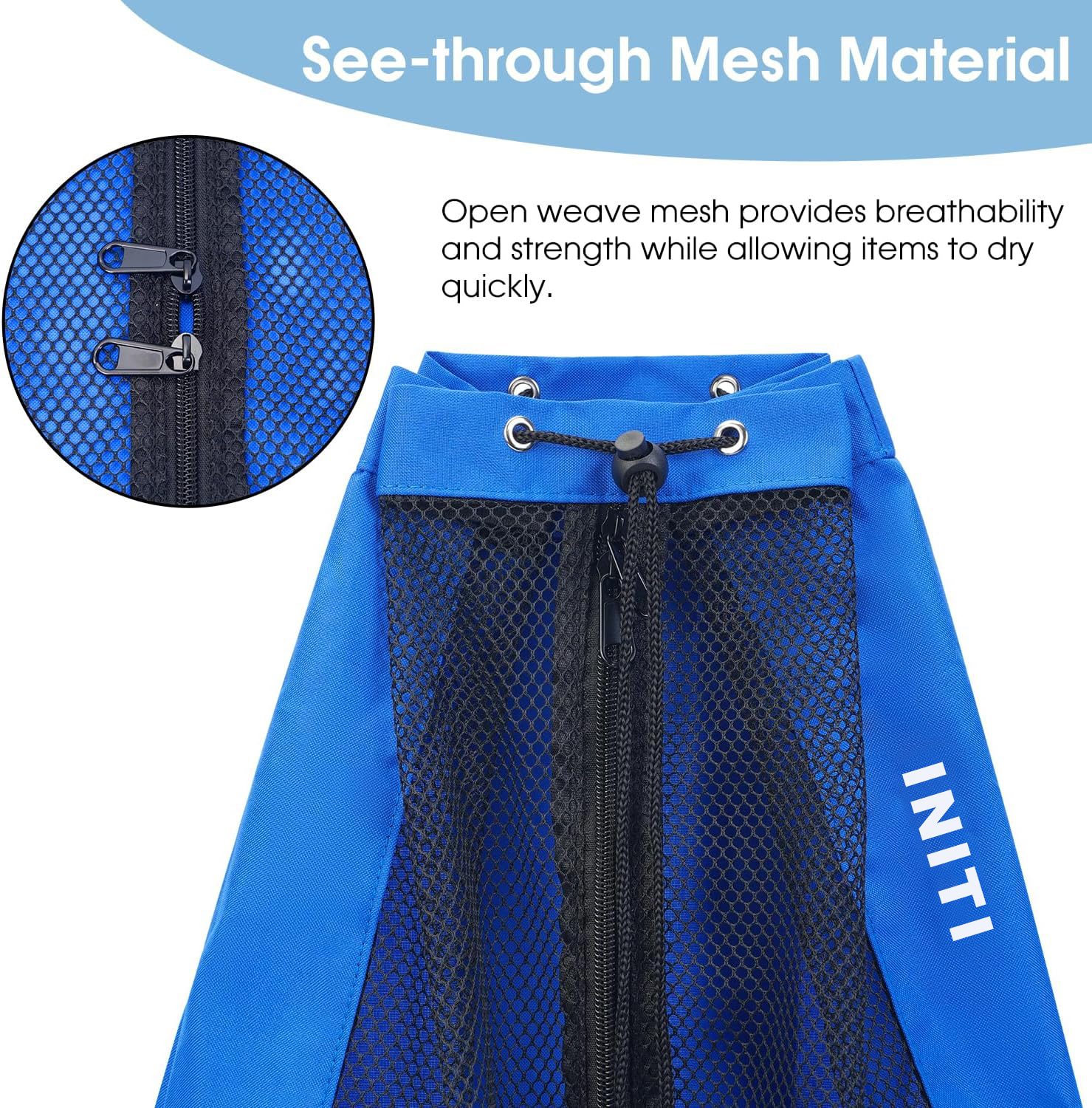 Zippered Mesh Swim Backpack with Wet Pocket