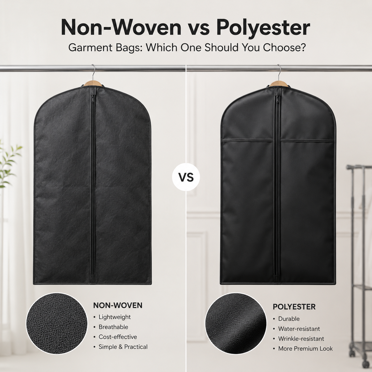Non-Woven vs Polyester Garment Bags: Which One Should You Choose?