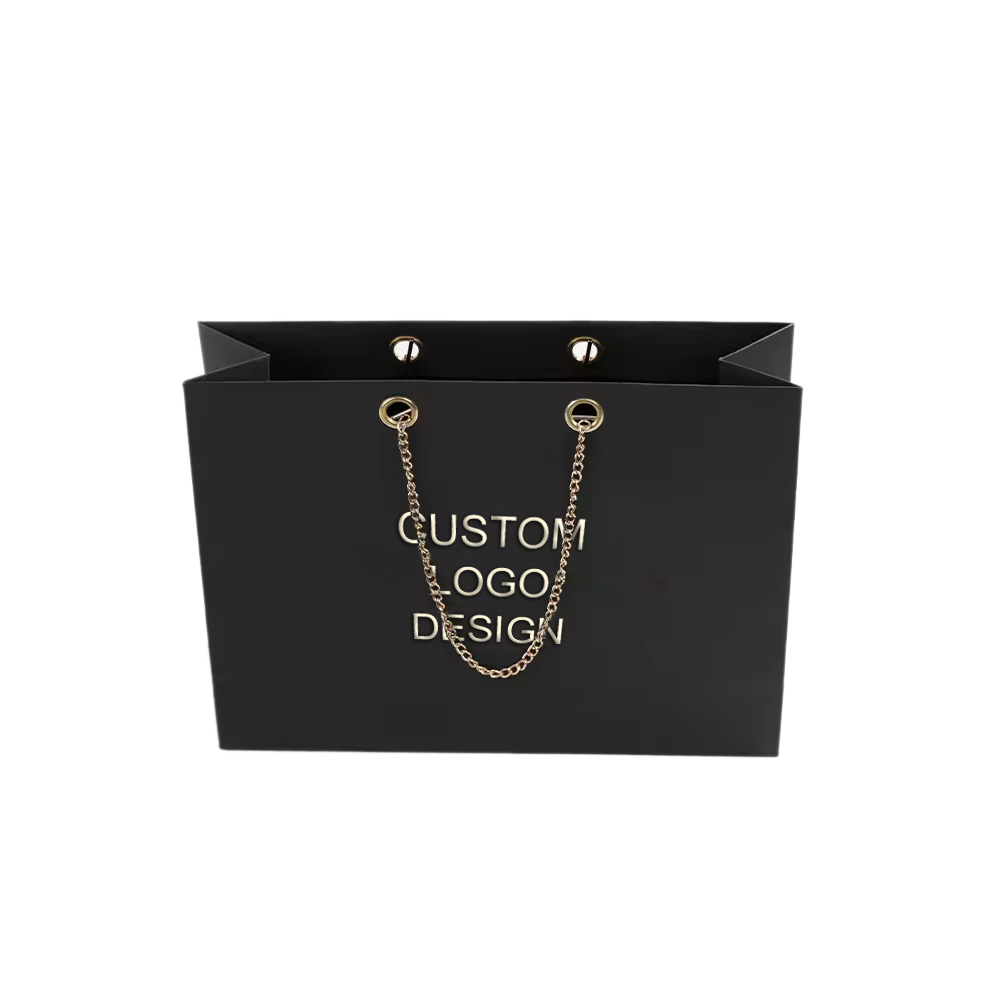 Luxury Paper Gift Bag with Gold Chain Handle