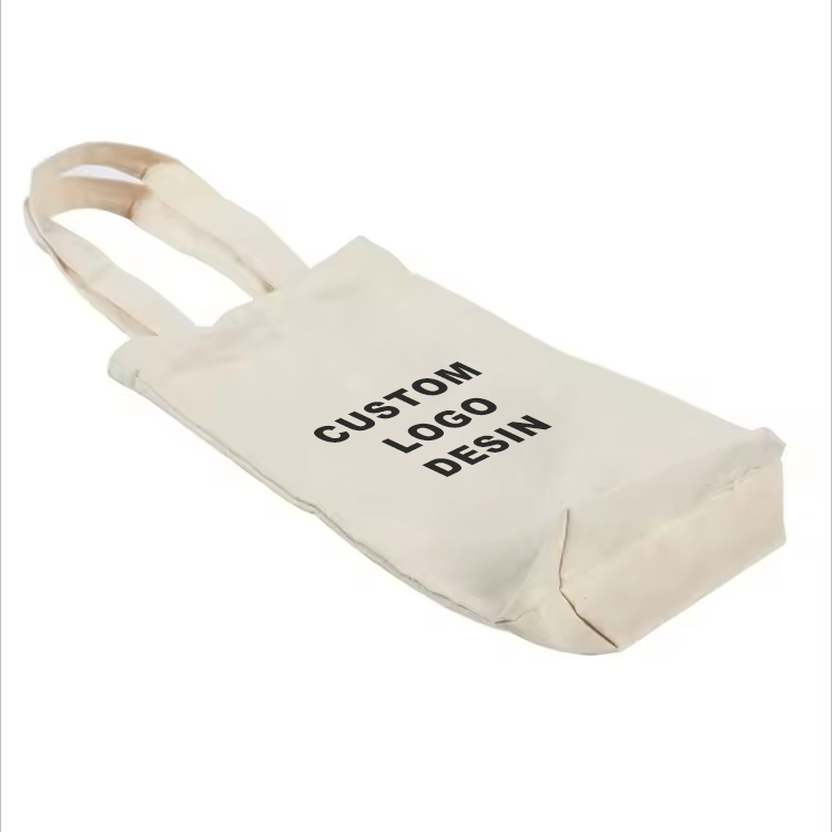 Two-Bottle Cotton Canvas Wine Tote Bag