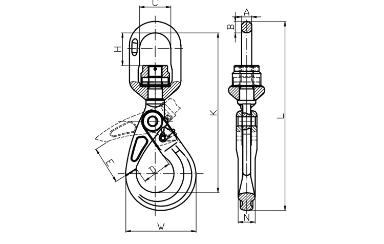 g100 swivel selflocking hook with bearing-3