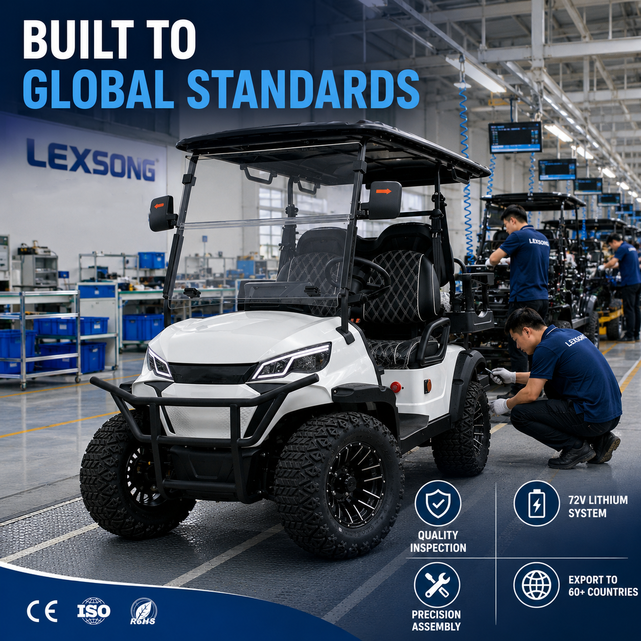 Im Lexsong-Werk: So erfüllt jeder Golfcart internationale Qualitätsstandards