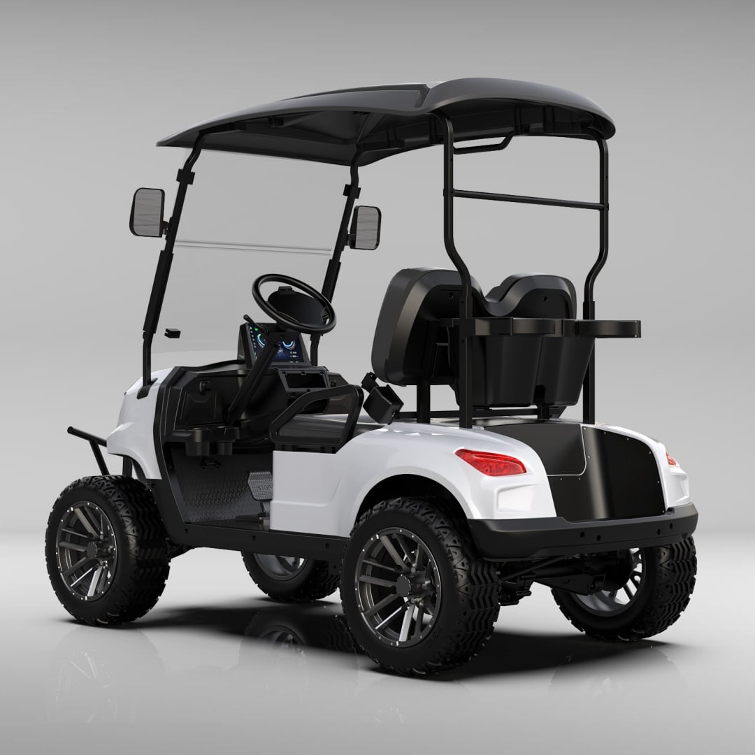 Plynule se přesouvejte po fairwayi ve svém šedém golfovém voze.