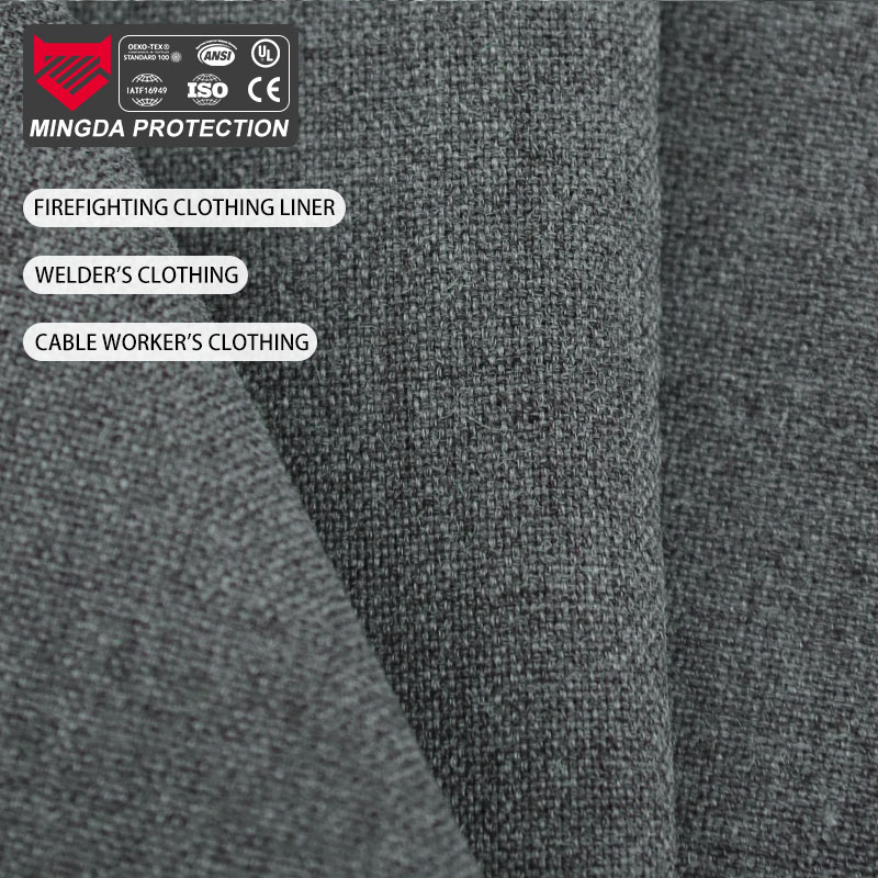 Lightweight 115gsm Meta Aramid FR Blended Fabric | Grey Melange Flame Retardant Cloth for Protective Apparel