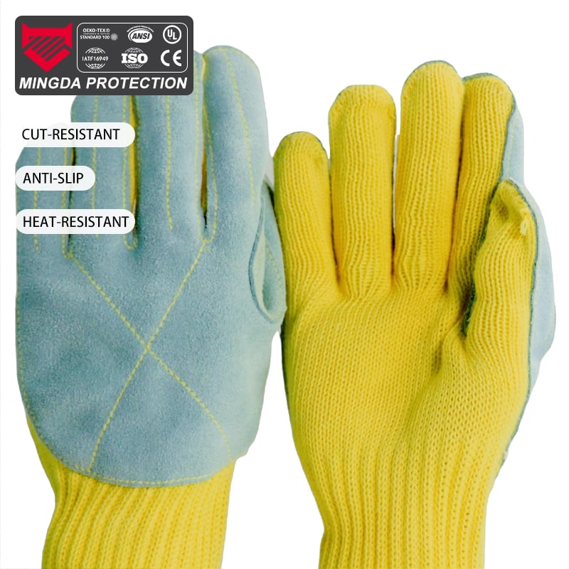 Anti-cutting Aramid Leather Sewing Glove Flame Retardant Cut Resistance Heat Resistance Safety Glove