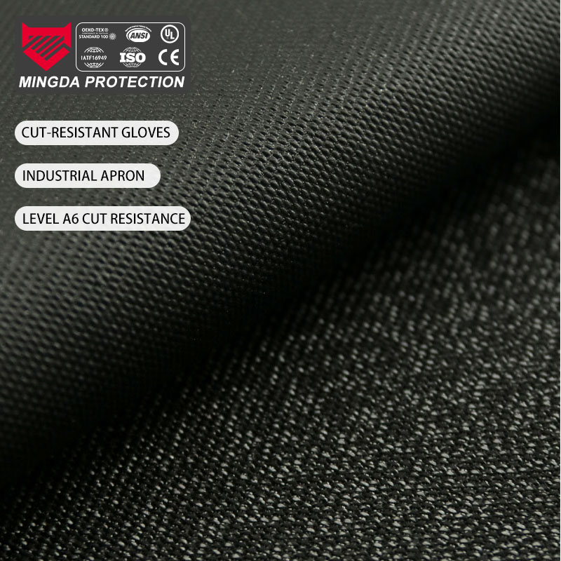 A6 Level Cut and Puncture Resistant Black TPU Coated Fabric for Safety Gloves and Protective Gear