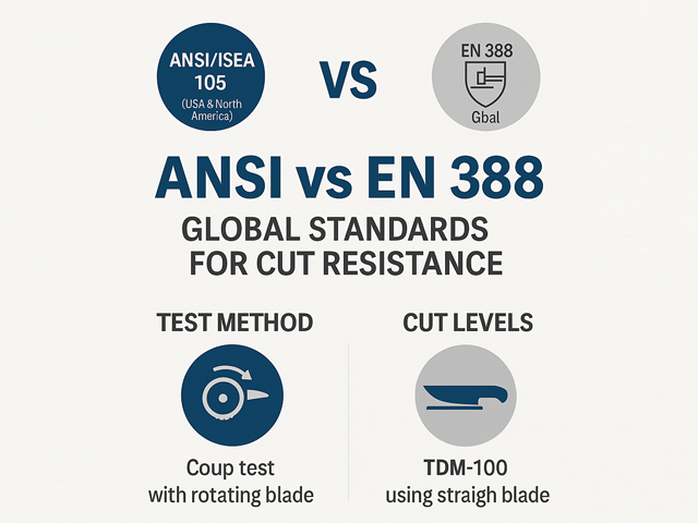 ANSI vs EN388: 전 세계 절단 저항 표준 이해하기