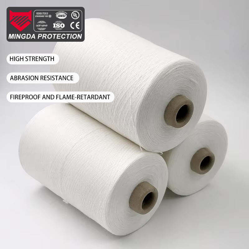OEKO-TEX Certified Bílá Modacrylová Plamenně Odolná Nítě | Bavlněná Směs Ring Spun pro Výšivku & Ochranné Oděvy