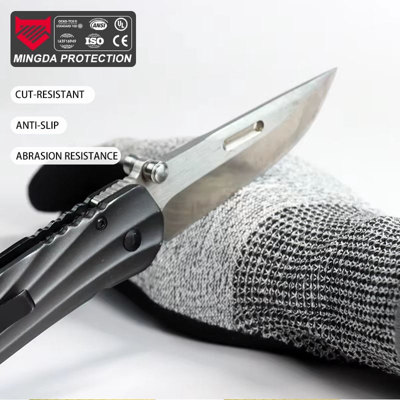 EN 388 Nivo 5 Snyresistente Handskoene - Swart Nitrilbeklei HPPE Werkhandskoene, Hoë Vingervlugtigheid & Anti-glip vir Mekanici
