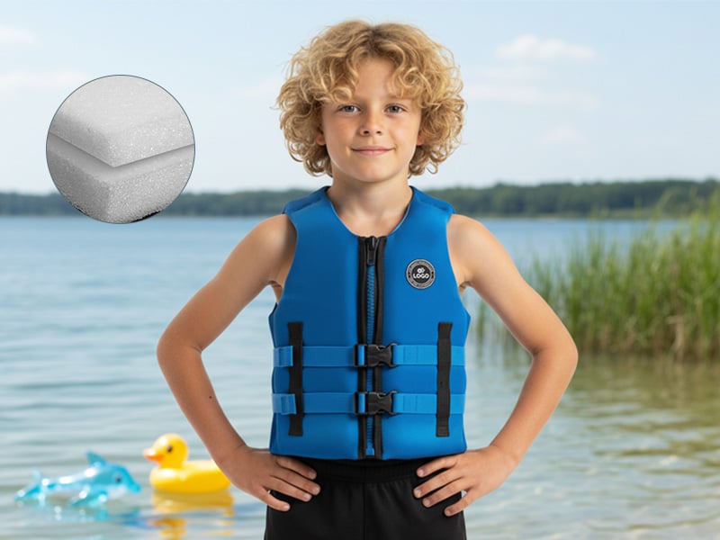 ¿Qué tipos de espuma se usan comúnmente en chalecos salvavidas y chalecos flotantes para niños?