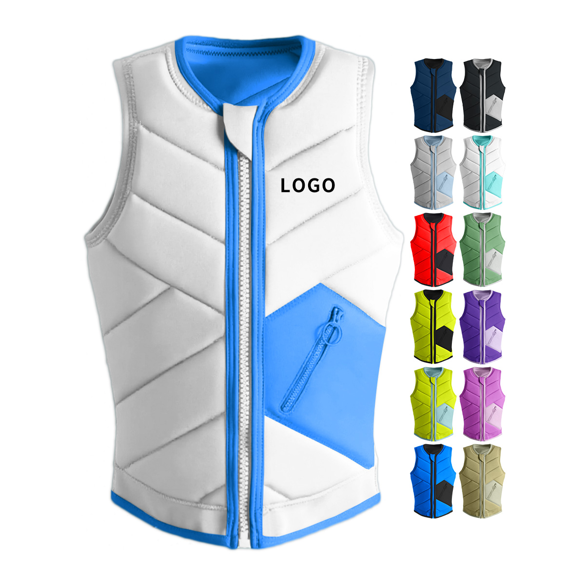 Custom Logo Wakeboard Impact Life Vest Adult Men's Women's Swimming Lifejacket PVC Foam Boating Rafting PFD Neoprene Life Jacket