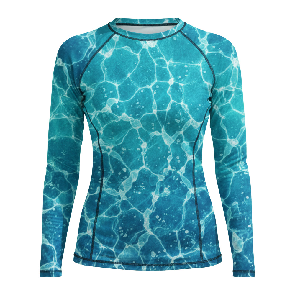 Sublimation Printed Rashguard  for Women UPF 50+ Long Sleeve Rash Guard Custom Logo Anti-UV Surf Swimwear Top