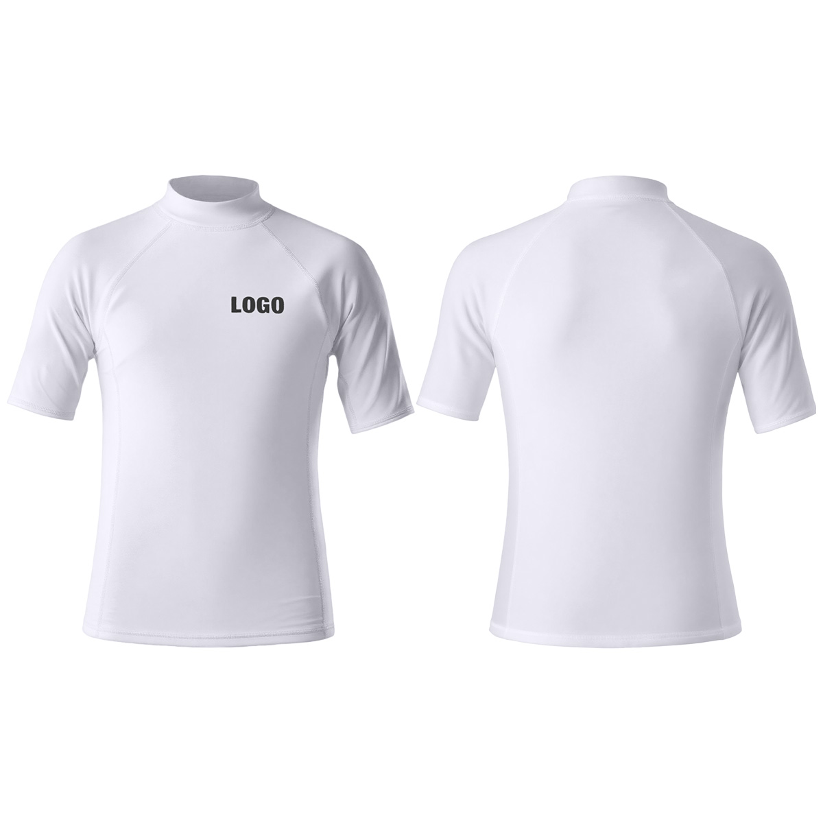 UPF 50+ Sun Protection Quick Dry Rash Vest Short Sleeve Custom Surf Swimming Rash Guard Beach Water Sports Paddle Board White