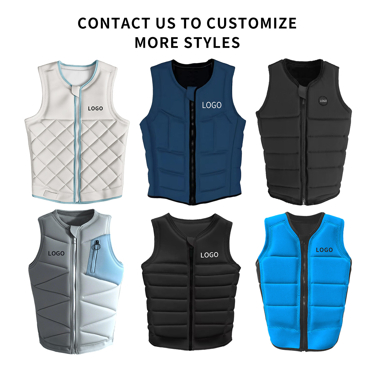 Custom Logo Wakeboard Impact Life Vest Adult Men's Women's Swimming Lifejacket PVC Foam Boating Rafting PFD Neoprene Life Jacket
