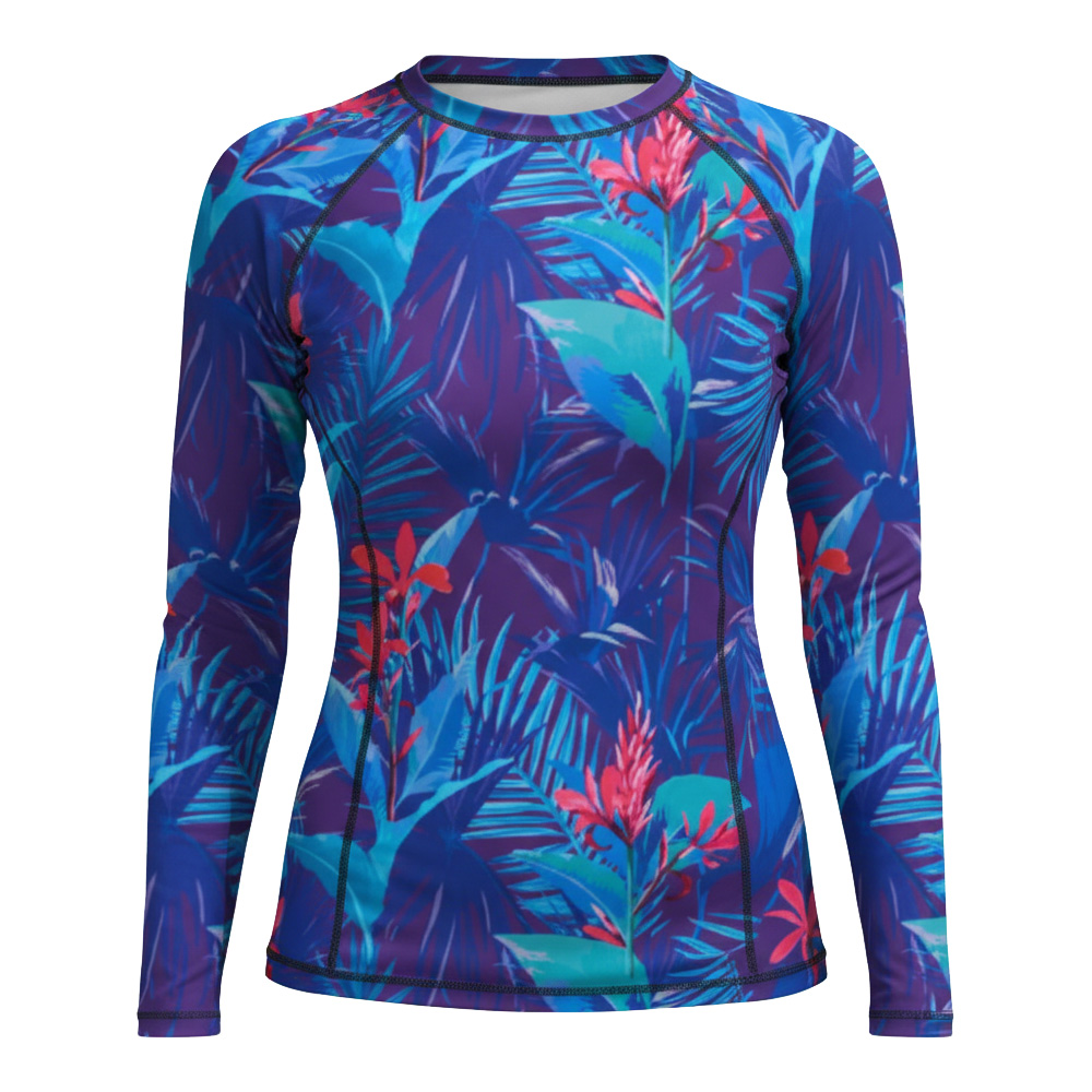 Sublimation Printed Rashguard  for Women UPF 50+ Long Sleeve Rash Guard Custom Logo Anti-UV Surf Swimwear Top