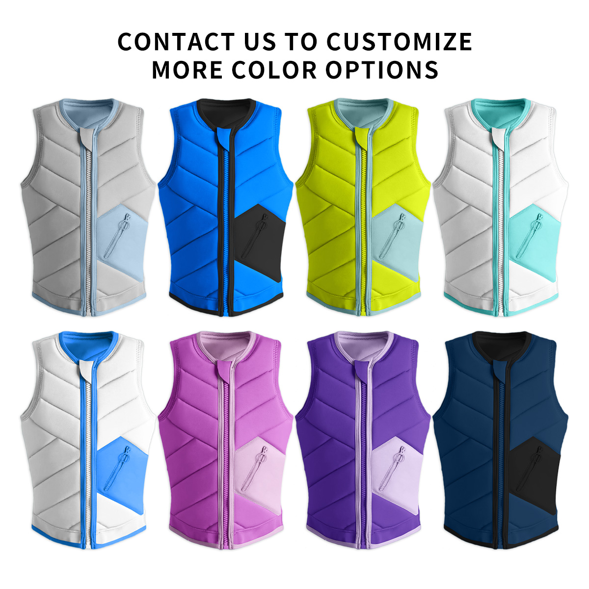 Custom Logo Wakeboard Impact Life Vest Adult Men's Women's Swimming Lifejacket PVC Foam Boating Rafting PFD Neoprene Life Jacket