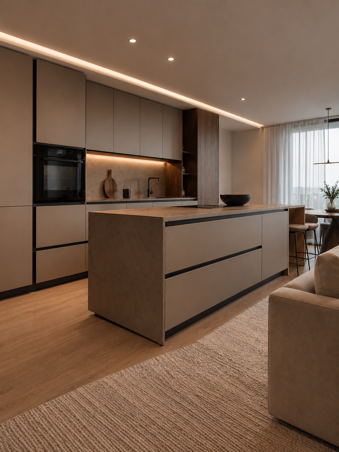 Kitchen Cabinets with Italian Minimalist Design for Open Plan Living