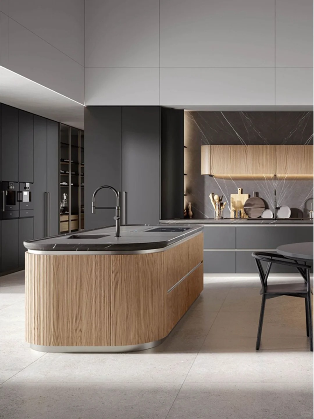 Open kitchen modern simple style cabinets