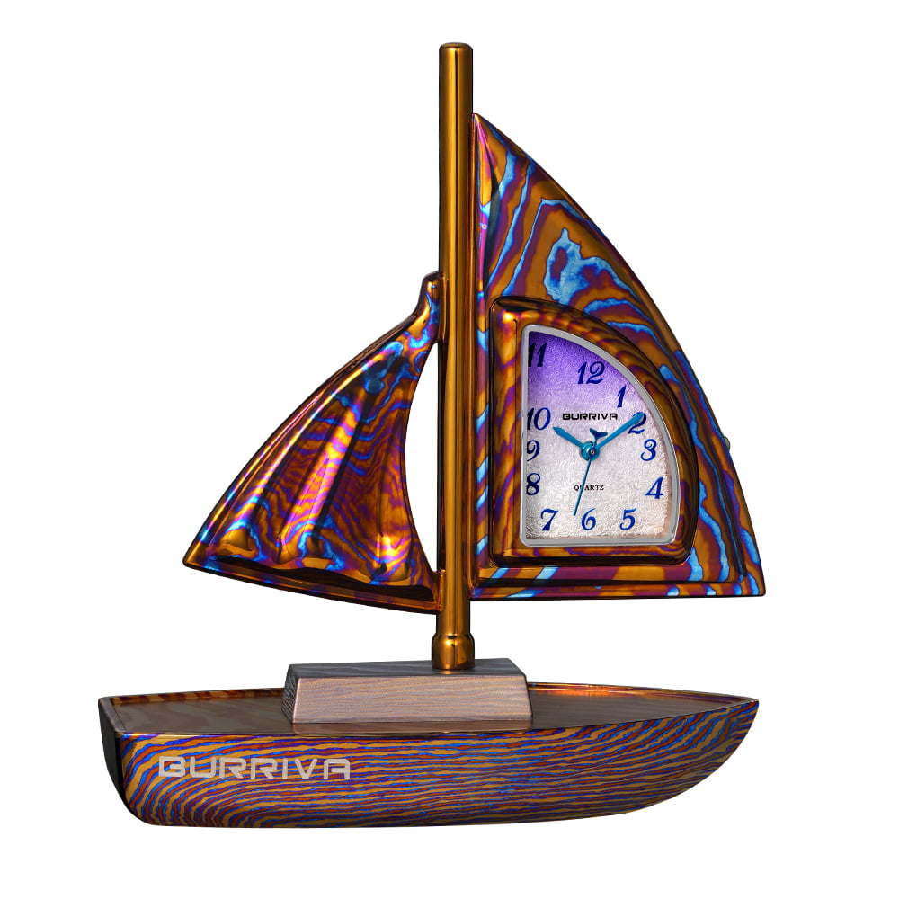 Damascus Titanium Sailing Clock Ornament