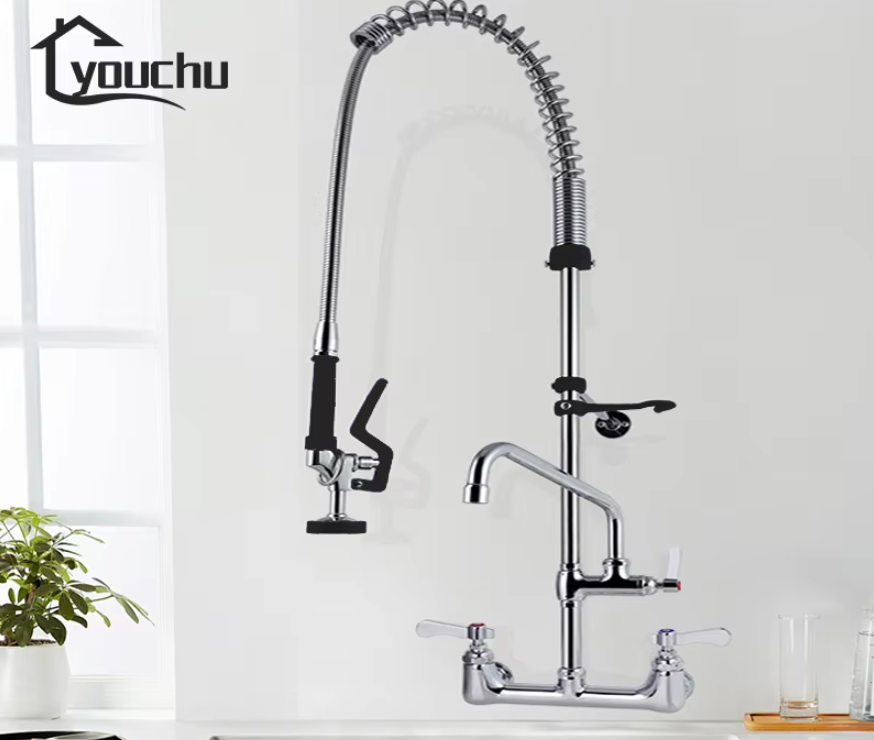 Installing a commercial kitchen sprayer for optimal water pressure control.