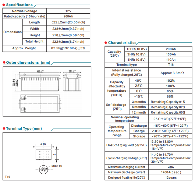 NP200-12 12V200Ah Lead-Acid Battery supplier