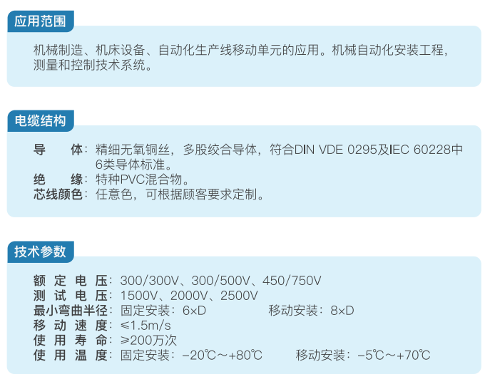 Unshielded Medium-Duty Single-Conductor Unarmored Cable for Cable Chains supplier