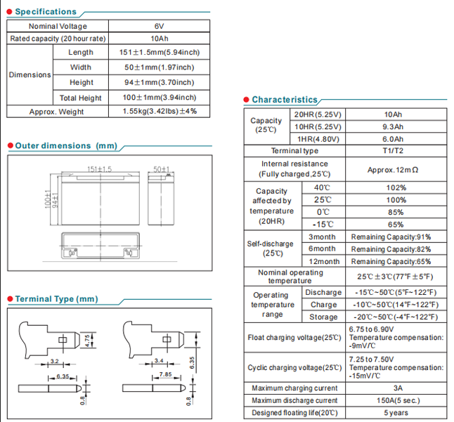 NP6-10Ah 6V10Ah Lead-Acid Battery factory
