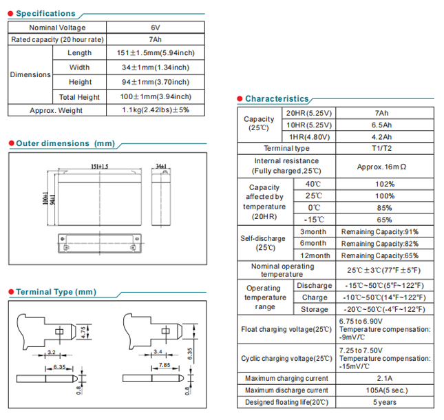 NP6-7Ah 6V7Ah Lead-Acid Battery manufacture