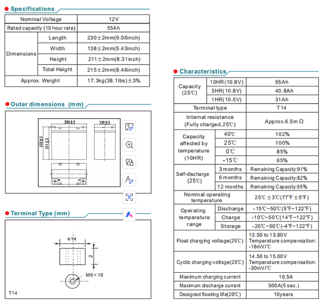 NP55-12 12V55Ah Lead-Acid Battery supplier