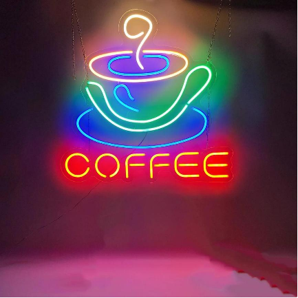 Panneau Néon Café – Lumière LED Chaleureuse pour la Décoration d'Entreprise, de Magasin et de Restaurant