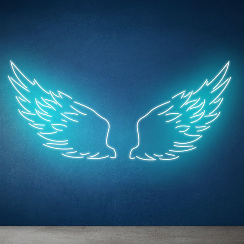 XY-Placa neon personalizada de asas de anjo para decoração de casa