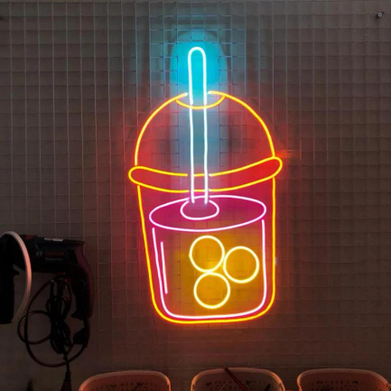 XY - Placa de Neon de Chá de Leite – Luz LED Estilosa para Decoração de Negócios, Lojas e Restaurantes