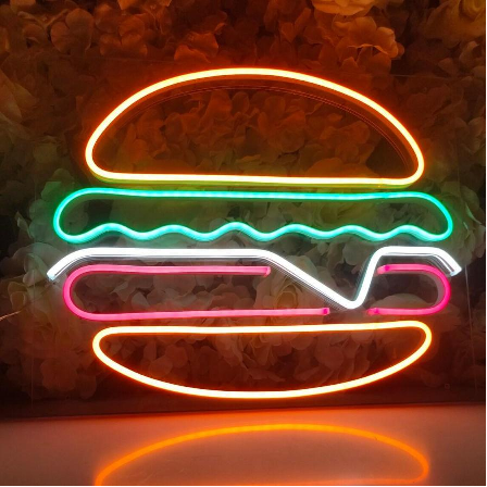 XY- Hamburger & Taco Neon Sign – Tasty LED Light for Business, Shop & Restaurant Decor
