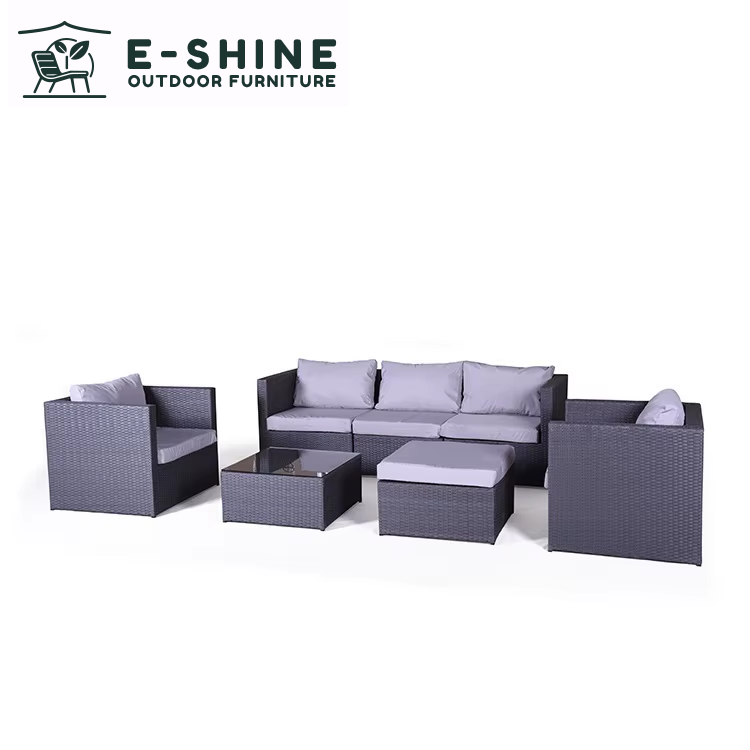 product china leisure style outdoor furniture metal and fabric rattan patio furniture set garden sofa with rope for hall use-0