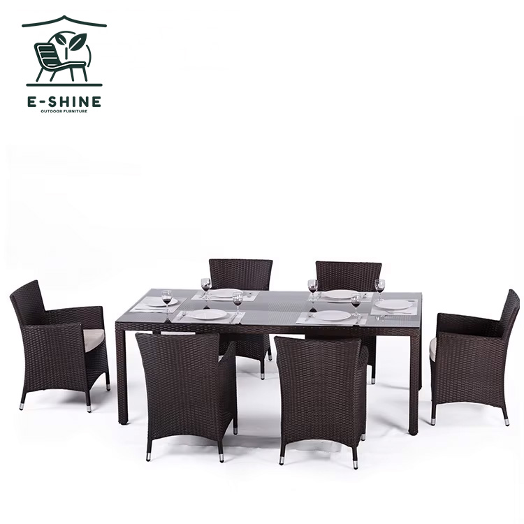 product modern outdoor furniture set leisure life modern rattan dining tables and chairs hotel table metal material-0