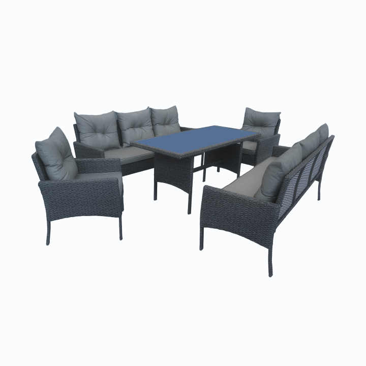 product leisure life outdoor garden wicker rattan furniture dining table set 7 chairs-2